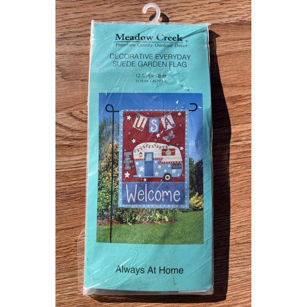 Meadow Creek Garden Flag RV Camper USA‎ Welcome 12.5" x 18" Suede NEW
